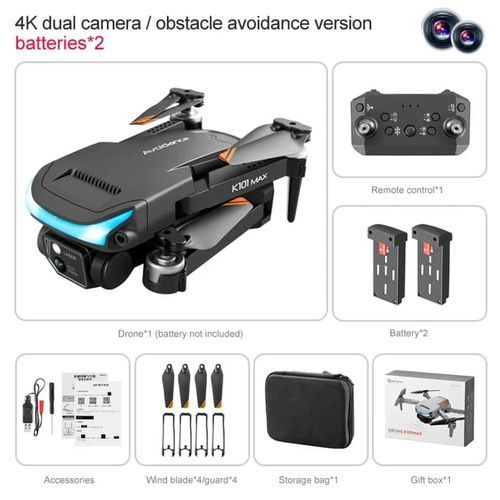 Obstacle Avoidance Mini Wifi Pocket Drone 4K HD Dual Camera, 2 Battery -Professional & Beginner Use